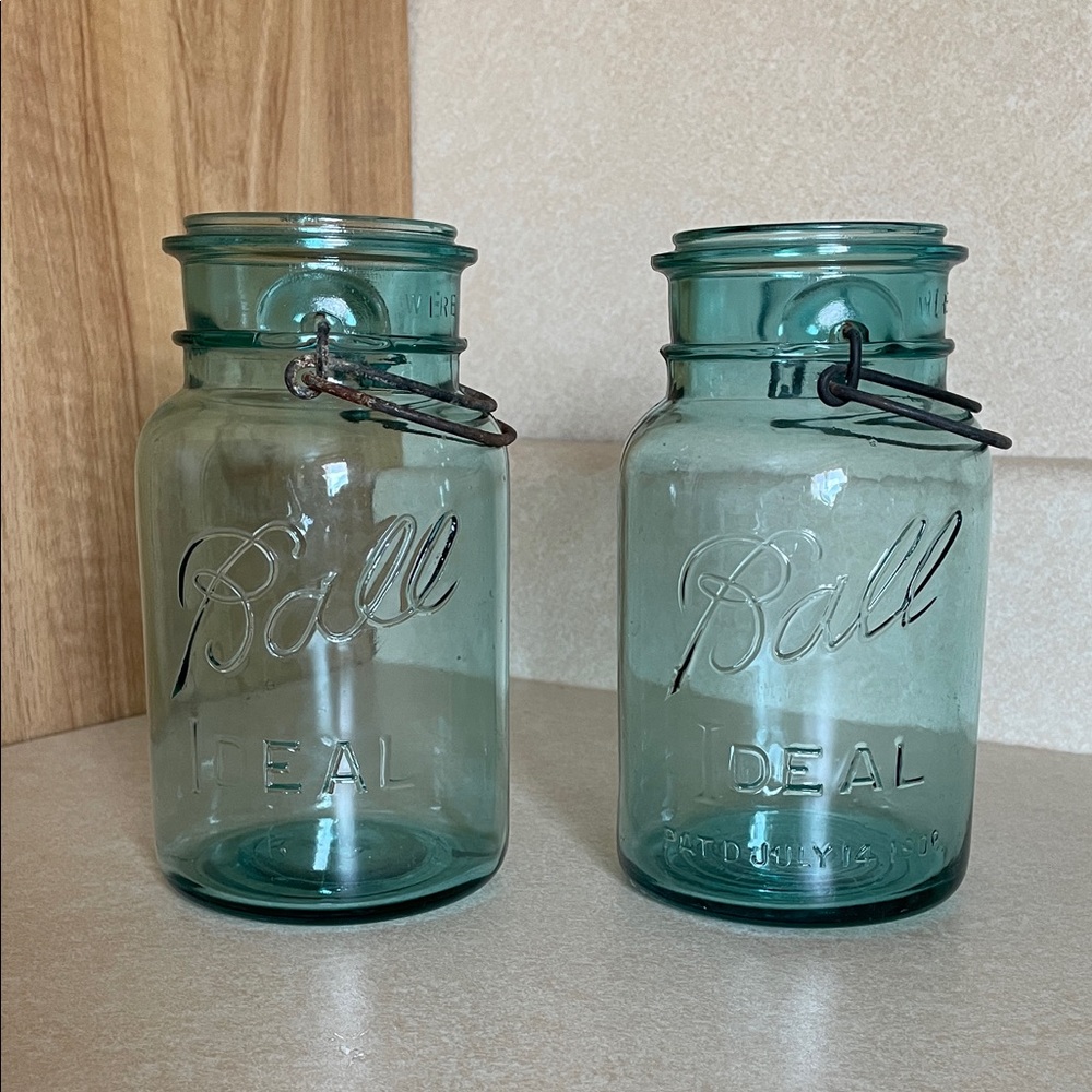 Antique Ball Ideal Blue Glass Jars